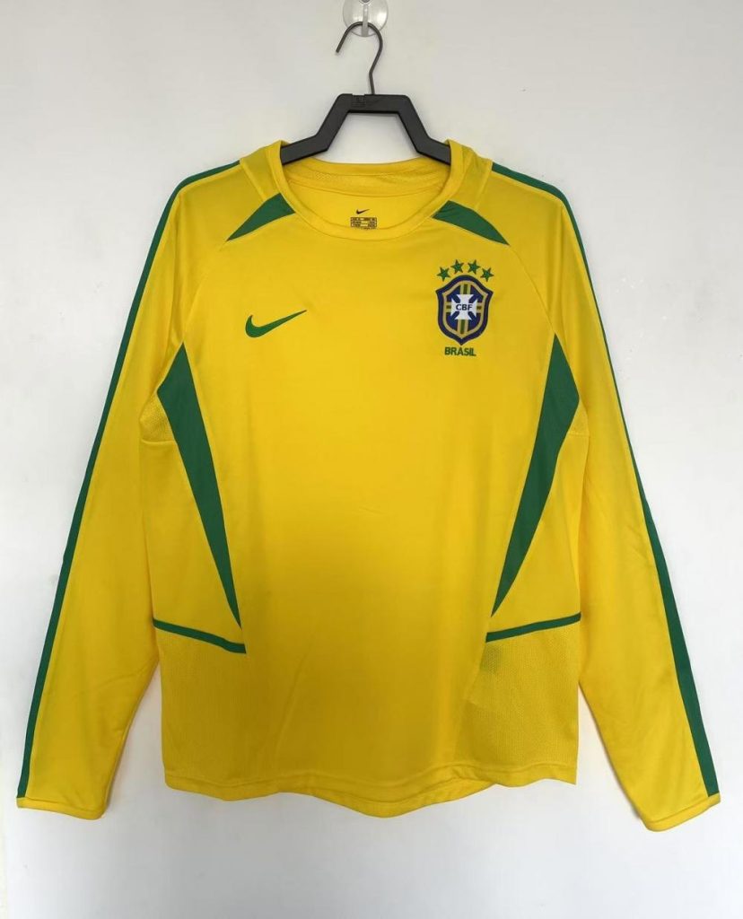 Brasil 2002 Camiseta local de manga larga