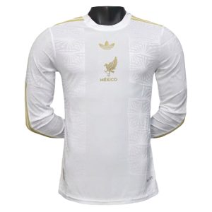 México 2025 Versión jugador Gold Camiseta de manga larga White