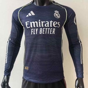 Real Madrid 2025-26 Visitante Camiseta versión jugador de manga larga