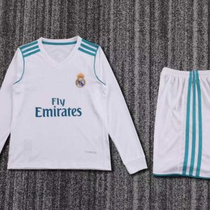niños Real Madrid 2017-18 Local Long Sleeve Kit