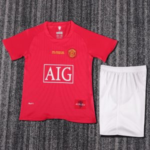 niños Manchester United 2007-09 Local Champions League Kit