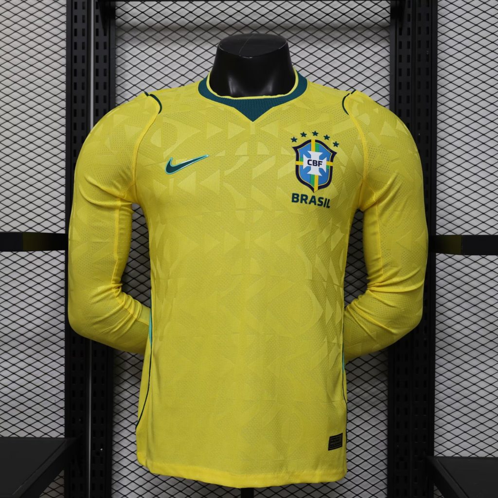 Brasil 2026 FIFA World Cup Camiseta local versión jugador de manga larga